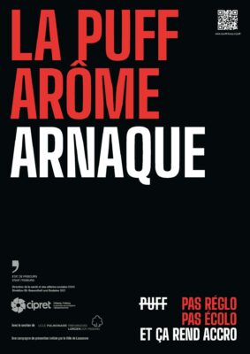 Affiche de la campagne "Parlons puff" de la Ville de Lausanne